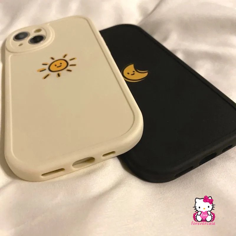 Couples Moon Sun Case Vivo Y21 Y12 Y20 Y11 Y17 Y35 Y22 Y16 Y20s Y15 V23 Y20i Y21A Y51 V23E Y21s Y22s Y15A Y12i Y15s Y91C Y33s Y30 Y31 Y91 Simple Warna Solid Soft Tpu Penutup Belakang