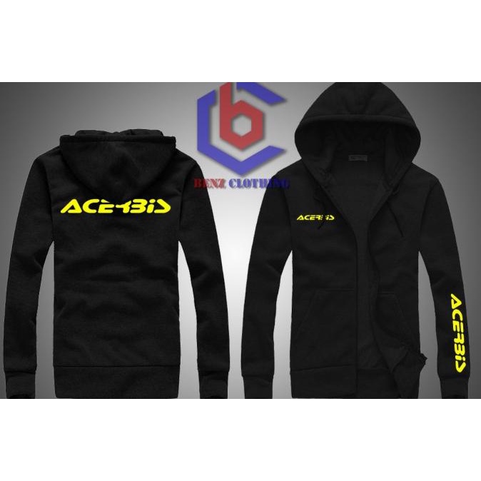 Jaket Hoodie Sweater Acerbis Outerwear Pria Wanita Zipper Resleting Depan Polos Sablon Polyflek Kore