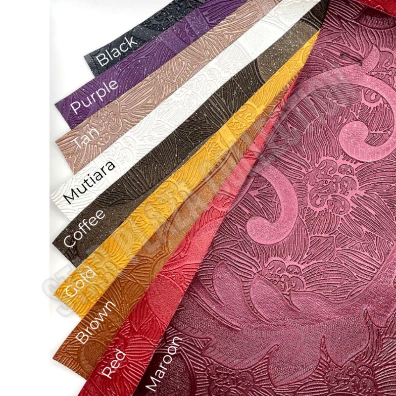 Promo Bahan Kain Oskar Kulit Oscar Sintetis Mengkilap Motif Bunga Kembang Glitter - Sofia (Sofa,
