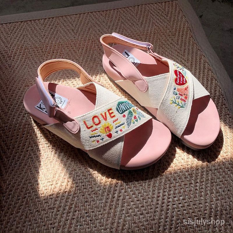 #Sisjuly# Sandal Gaya Thailand Wanita Musim Panas Sandal Kasual Datar Kustom