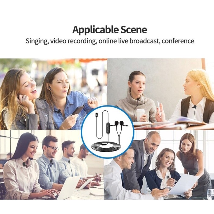 YICHUANG VM60 DUAL HEAD LAVALIER MICROPHONE LIGHTNING FOR IPHONE #ORIGINAL