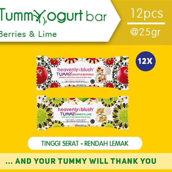 

♩ Yogurt Heavenly Blush Tummy Bar Berries dan Lime [12 Pcs x 25Gr] ➥