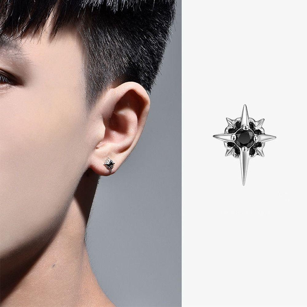 MXBEAUTY Polaris Anting Pejantan Kepribadian Sederhana Wanita Pesta Warna Solid Street Wear Korea Earrings