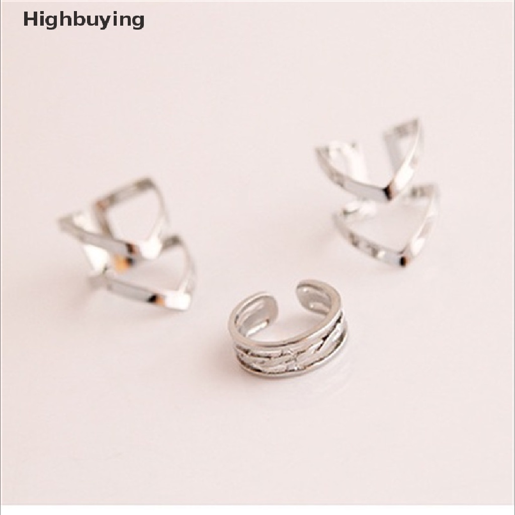 Hbid Aksesoris Fashion Perhiasan New Punk Cuff Finger Ring 3pcs/set Hadiah Untuk Wanita Glory