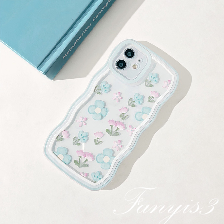 OPPO A78 A17 A77 A77s A57 A76 A96 A16 A16s A16k A15 A15s A54 A74 A55 A95 A94 A93 A53 A33 A32 A5 A9 2020 A3s A5s Reno 8T 7Z 7 6Pro 5 F11 F9Pro Soft Case Pelindung Motif Bunga Gelombang Untuk