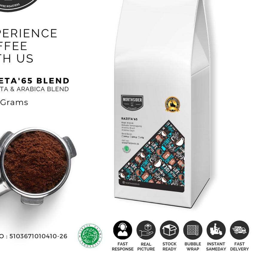 

♫ BIJI KOPI SUSU RAZETA'65 BLEND ROBUSTA-ARABIKA - 1KG NORTHSIDER COFFEE ◊