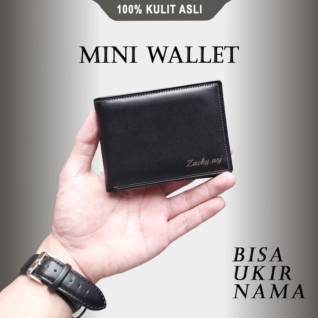 Dompet Pria Lipat Mini Slim Wallet Original 100% Bahan Kulit Sapi Asli