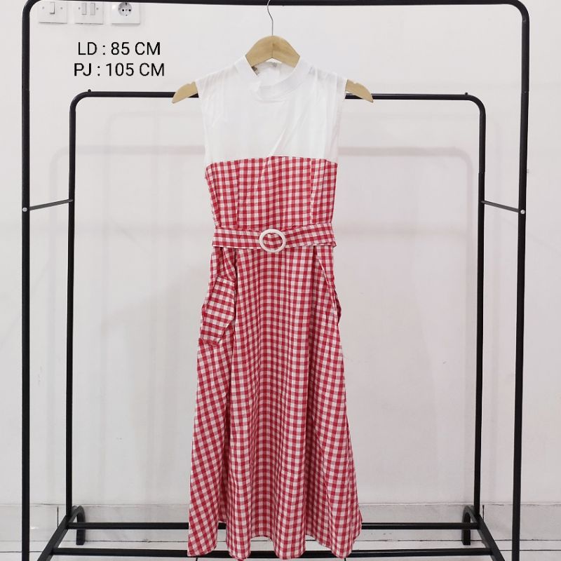 Dress Import Wanita Kotak Merah