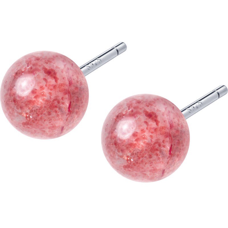 Anting S925 Sterling Silver Hias Kristal Strawberry Peach Blossom Untuk Perempuan