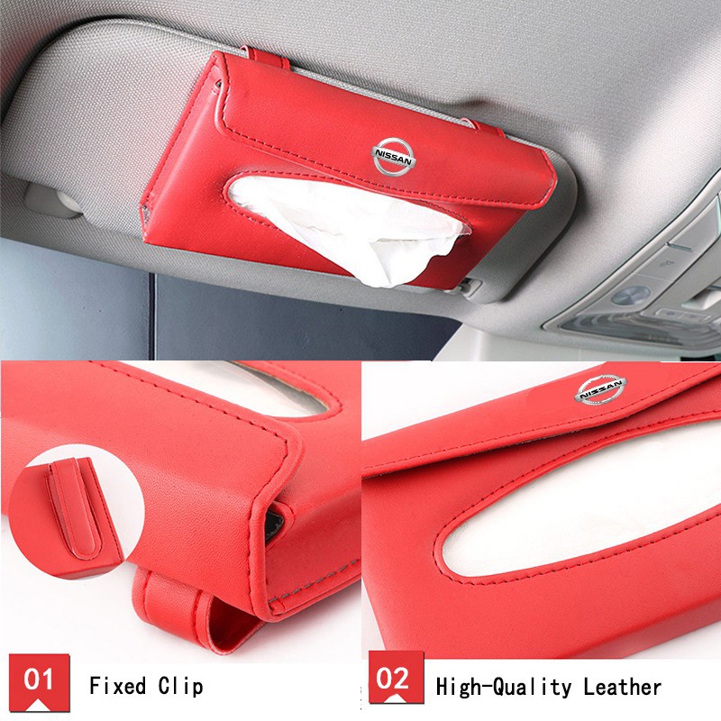 Nissan Tempat Penyimpanan Tisu Sun Visor Mobil Auto Paper Towel Kulit Tissue Box Untuk Maret Juke Skyline Terrano Gtr Livina Serena Xtrail t31 t30