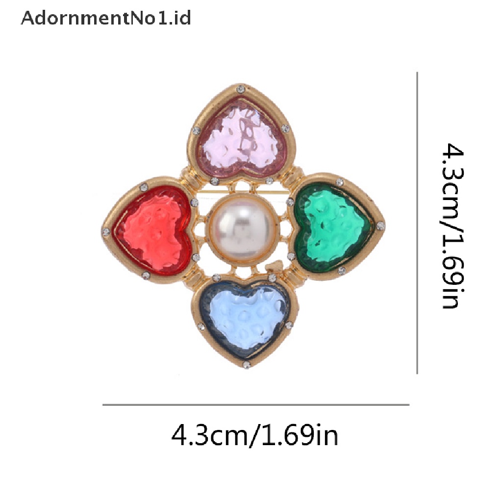 [AdornmentNo1] Baroque Colorful Heart Cross Bros Pin Vintage Didesain Bros Untuk Wanita Retro Pin Pakaian Syal Klip Perhiasan Hadiah [ID]