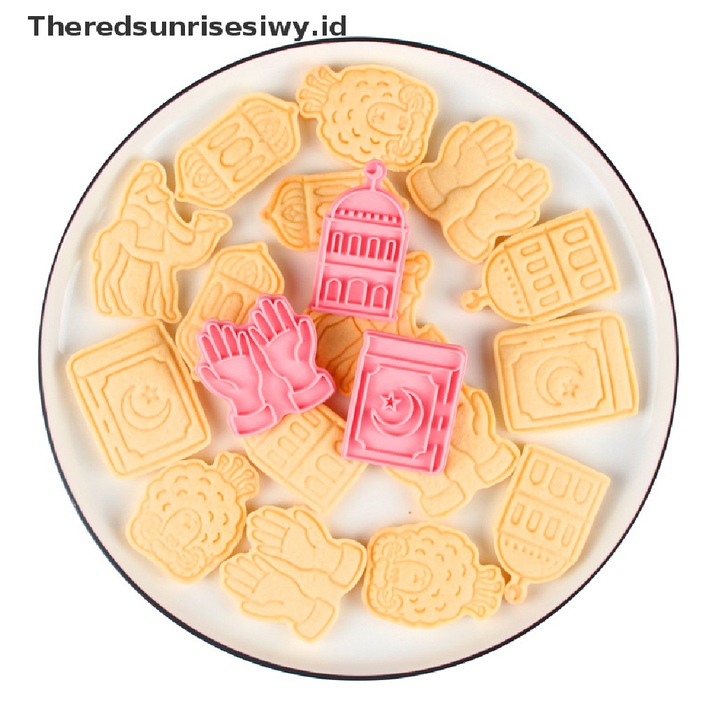# New # 6/8pcs/set Pemotong Kue Kering Kartun Eid Mubarak DIY Alat Baking Ramadhan Plastik~