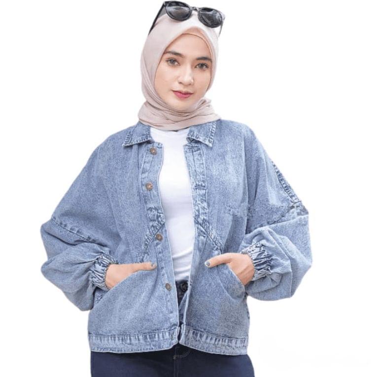 ₽ Jaket Jeans Oversize Wanita Masakini Korean Jins ⌅