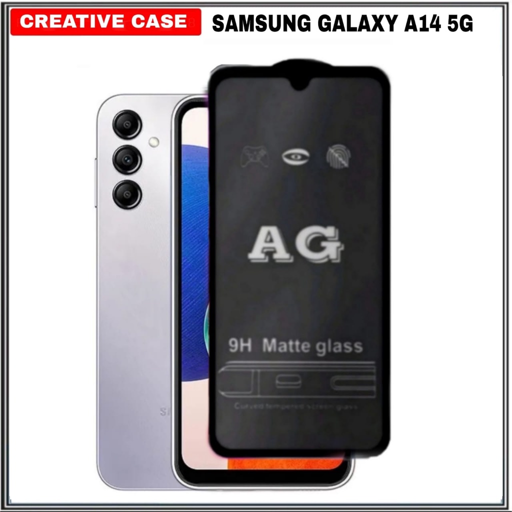 AG MATTE TEMPERED GLASS SAMSUNG GALAXY A14 5G ANTI MINYAK - SAMSUNG A14 5G, Hitam