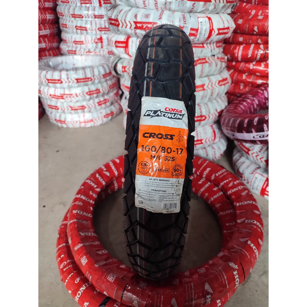 Ban Luar Motor Merk CORSA Ring 17 Ukuran 100/80-17 CROSS S Tubeless BAN Motor SNI