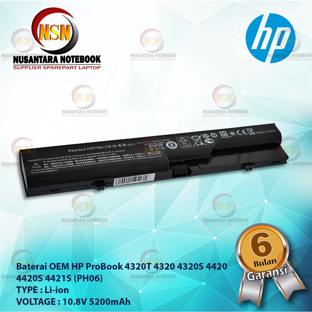 Baterai HP ProBook 4320T 4320 4320S 4420 4420S 4421S PH06 OEM