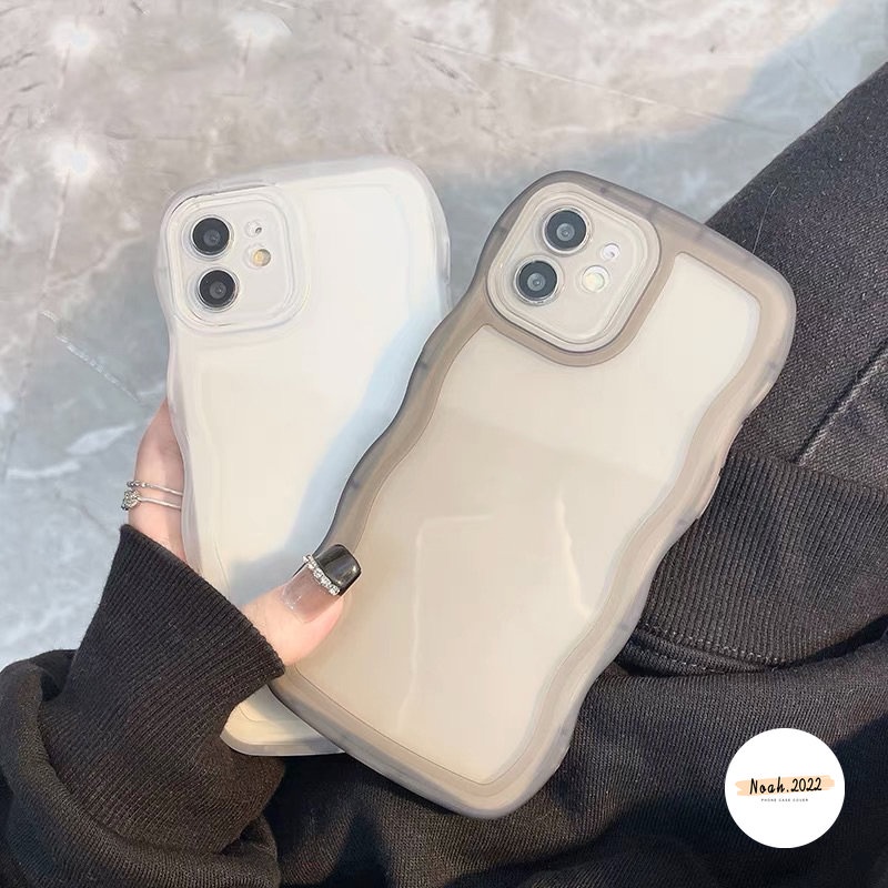 IPHONE Soft Case Mewah Sederhana Bergelombang Frame Phone Case Kompatibel Untuk Iphone14 13 12 11 Pro Max 6 6s 78 Plus XR X XS Max SE 2020 Transparan TPU Shockproof Clear Cover