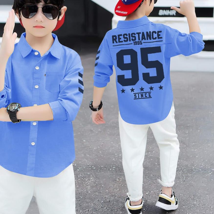 ➤ /hem kids R95 kemeja anak laki laki/baju distro anak cowok keren 2022 bahan katun stretch(bisa mel