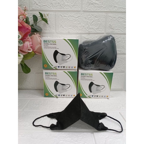 Face mask duckbill protective 3ply (50pc) premium mask garis seperti sensi/masker duckbil Y&B care-Db BESTSS Hitam