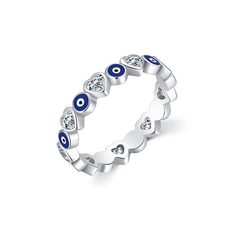Beruntung Mata Jahat Cubic Zirconia Eternity Ring Band Engaement Band Lucu Indah Gadis Wanita Zirconia Jari Rings