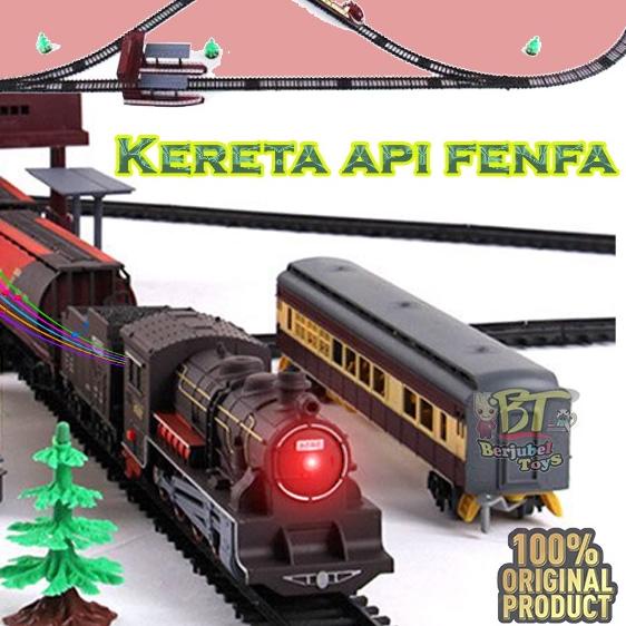 ♛ ASLI Kereta Api Set Fenfa Klasik Modern Dirakit Musik Rel Kereta Api Simulasi Kado Mainan Anak C78