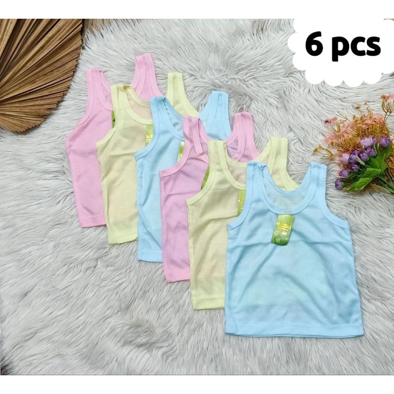 6 Pcs Kaos Dalam Anak Singlet Bayi Anak Warna Umur 0-12 th S , M , L , XL , 3L