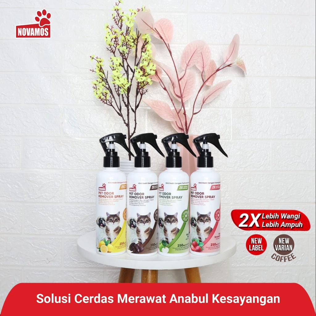 NOVAMOS Penghilang Bau Kotoran Hewan Peliharaan 250 ML- NOVAMOS Pet Odor Remover Spray - Spray Penghilang Bau Kotoran Anjing Kucing dll