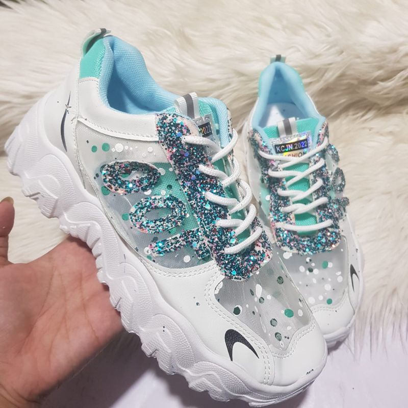 5011 Sepatu Wanita Sneakers Crystal Import Premium