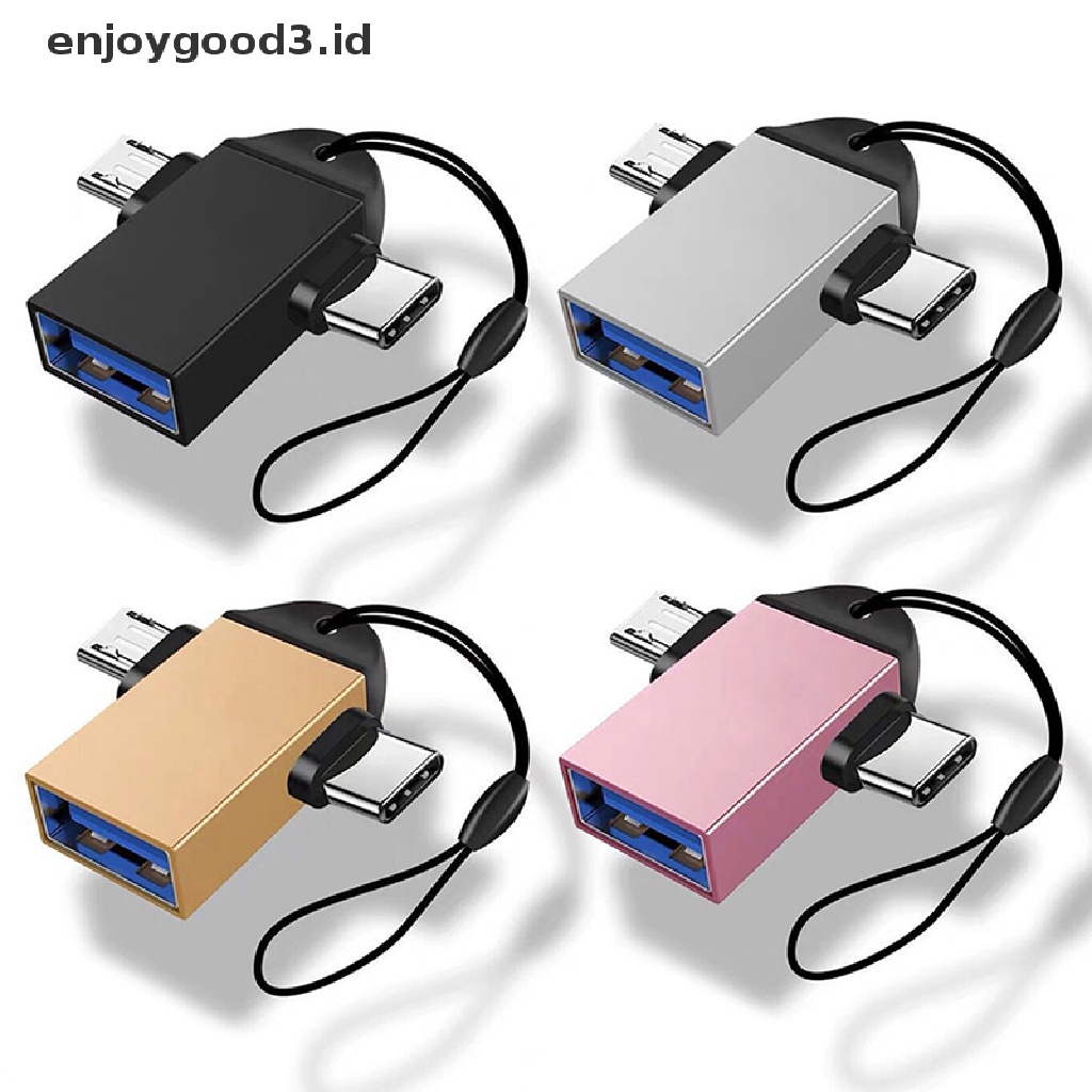 【 Rready Stock 】 Aluminum Alloy 3 in 1 Android OTG Adapter Mobile Phone Adapter Usb Connector Multi-Function Type C to USB Connector OTG Adapter （ ID ）