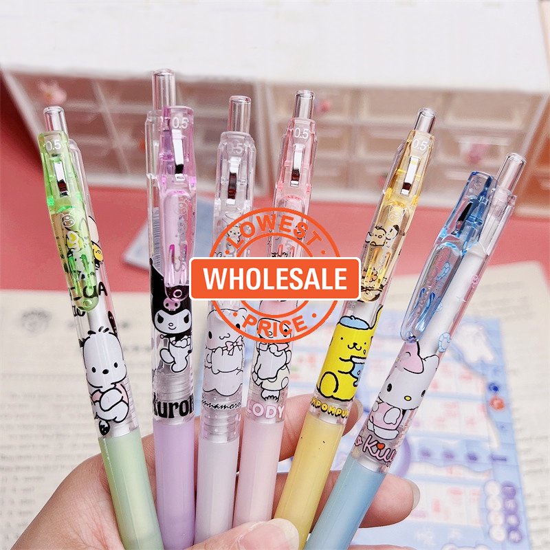 [Harga Grosir] 1pc Warna Random Kawaii 0.5mm Kartun Bening Anime Print Gel Pen Press Tulisan Handle Pen Siswa Sekolah Kantor Perlengkapan Alat Tulis