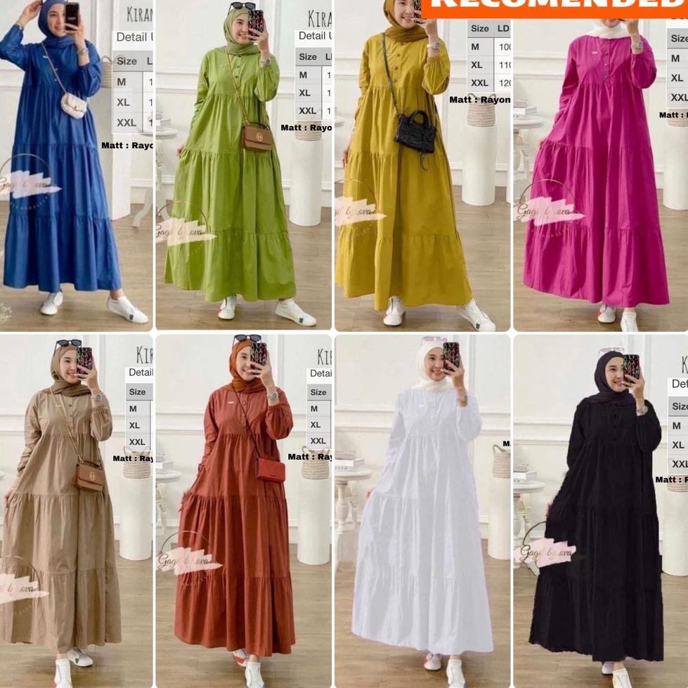 HARGA SPESIAL Kirania Dress Midi Rayon twill premium polos putih dress busui dress kekinian minimali
