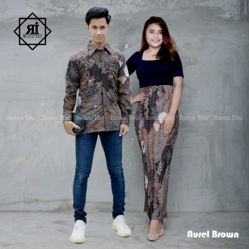 Melia Kebaya - Couple Hem Batik Panjang Rok Plisket / Hem Batik Pria Lengan Panjang / Rok Batik Plisket / Couple Batik