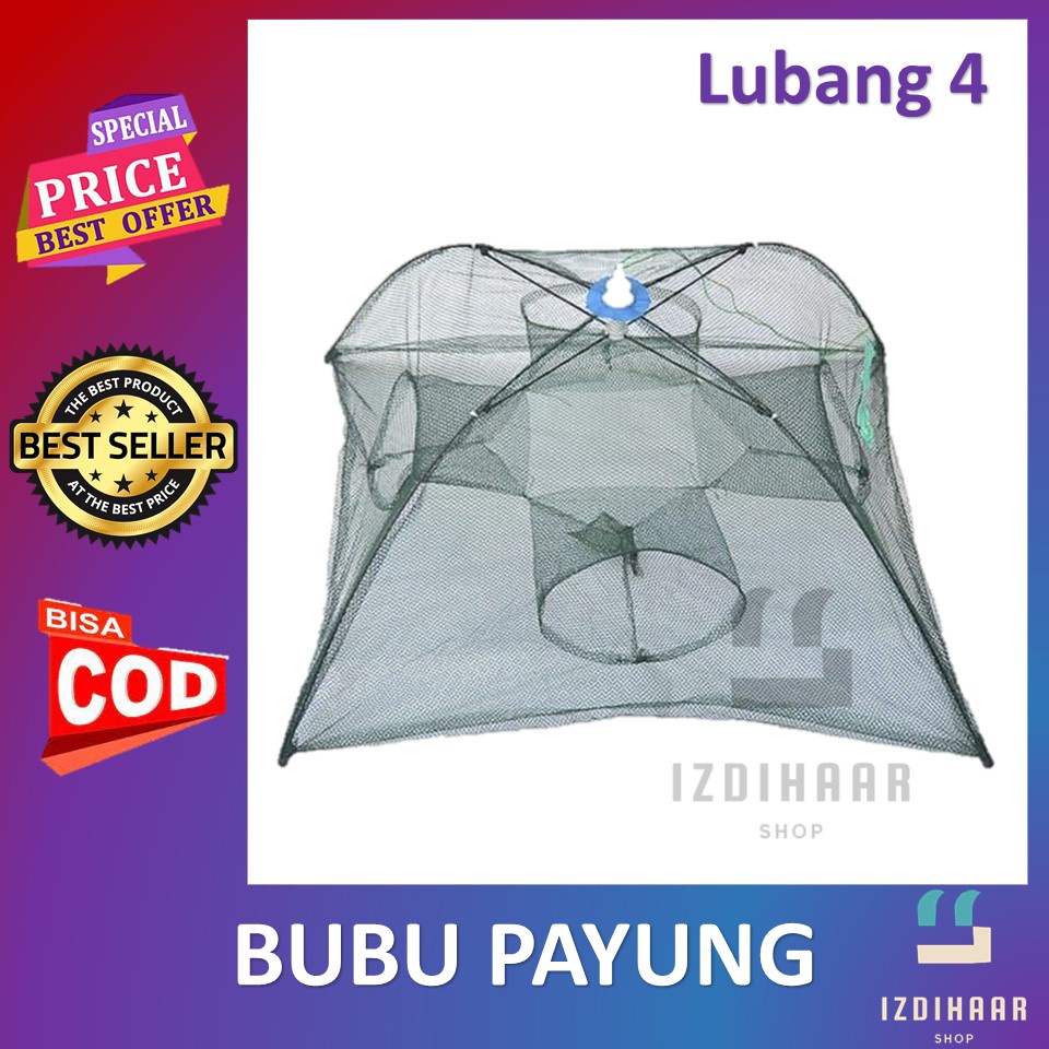 Bubu Payung Jaring Ikan 4 Lubang Jebakan Perangkap Udang ikan Kepiting Model Payung
