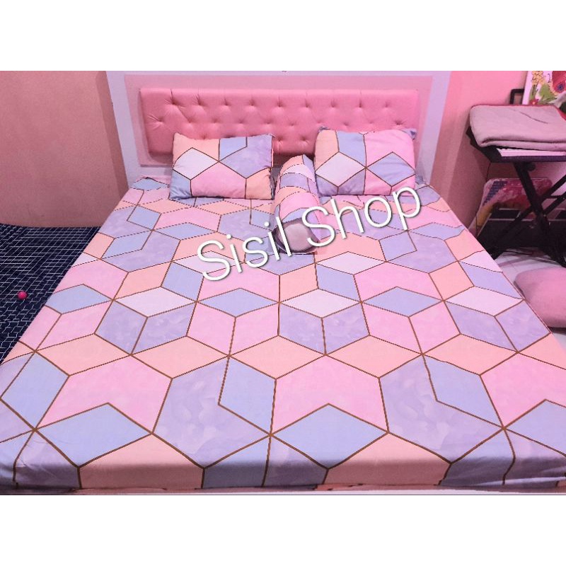 Sprei Motif Aestetic Marble Peach Ukuran No1 180x200 dan No3 120x200