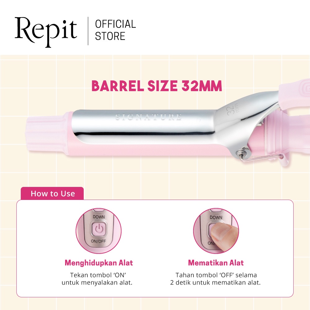 Repit Pengeriting Rambut / Curling Iron P Pink - 32MM