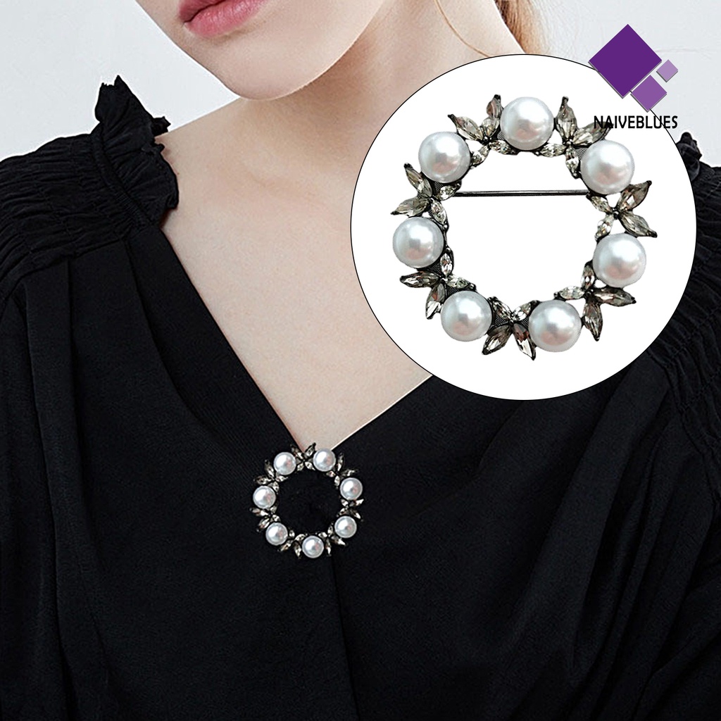 &lt; Naiveblues &gt; Bros Pin Tahan Karat Hias Gaya Retro Sederhana Aksesoris Wanita Alloy Mutiara Anniversary