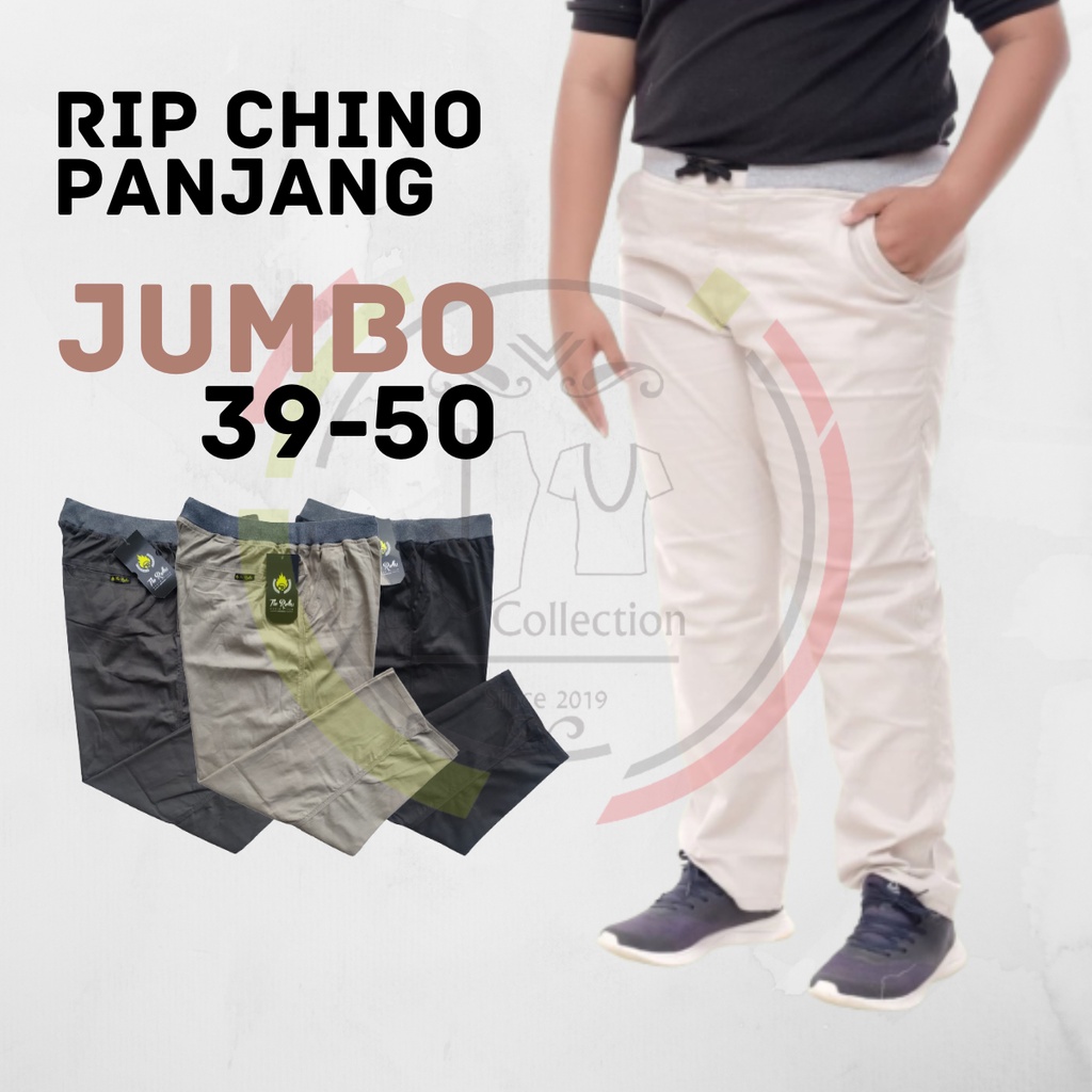 Celana Chino Panjang Pria Pinggang Kolor Rip Big Size Jumbo Premium 39 Sampai 50 JU64