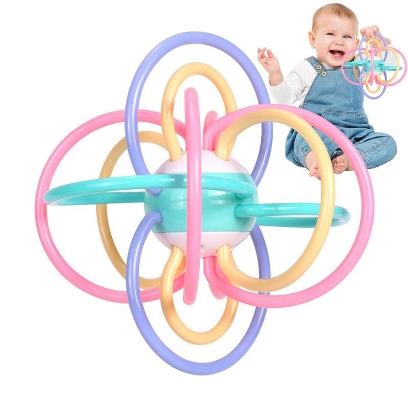 1pc Mainan Gigitan Anak Manhattan Hand Grip Ball Mainan Bayi Bayi Mainan Belajar Sensorik Warna Acak Mainan Mandi Plastik Untuk Bayi Usia 0-3 Tahun