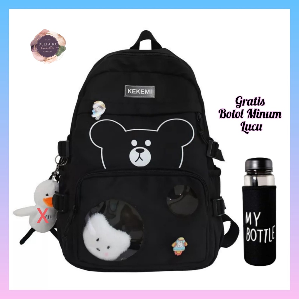 Tas Sekolah Anak Perempuan Sd Dan Smp Motif HeadBR Gratis Botol Minum Lucu