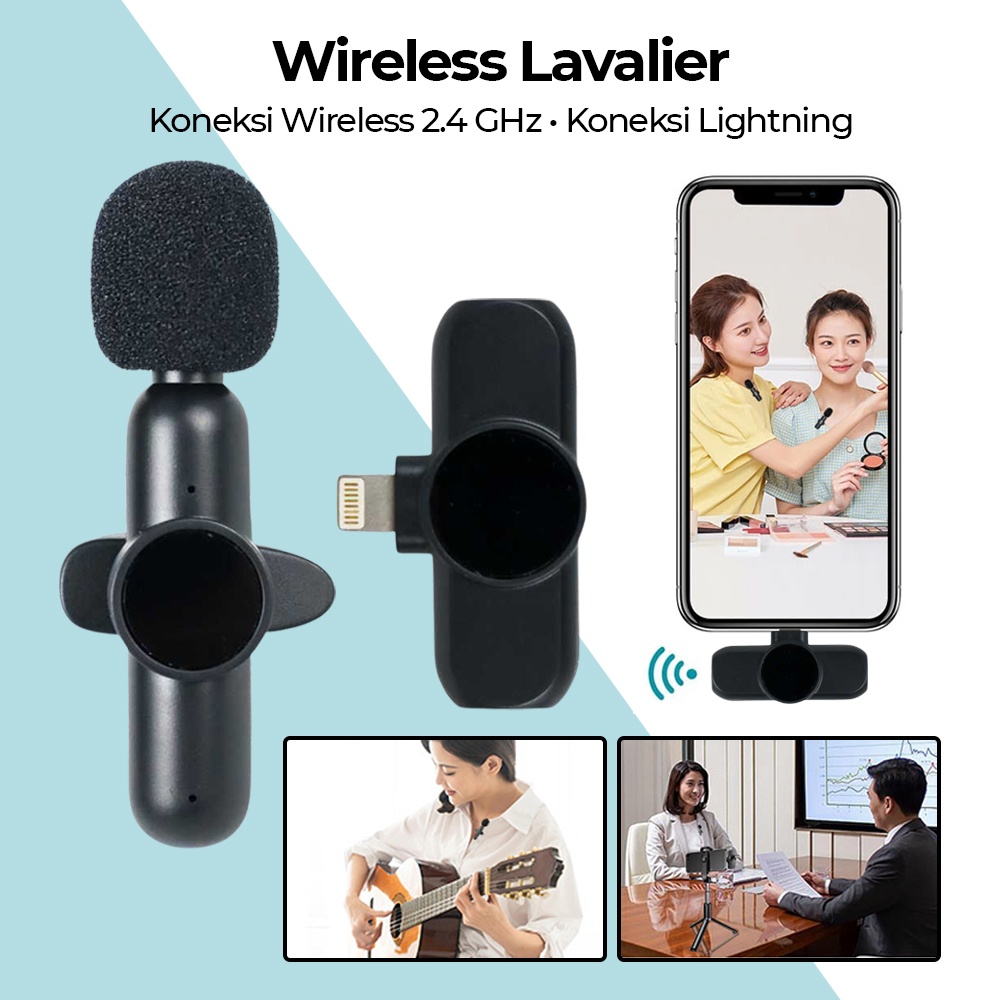 Wireless Lavalier Lapel Microphone Vlogger Podcast Live Interview USB FOR Iphone - Wireless FM Trans