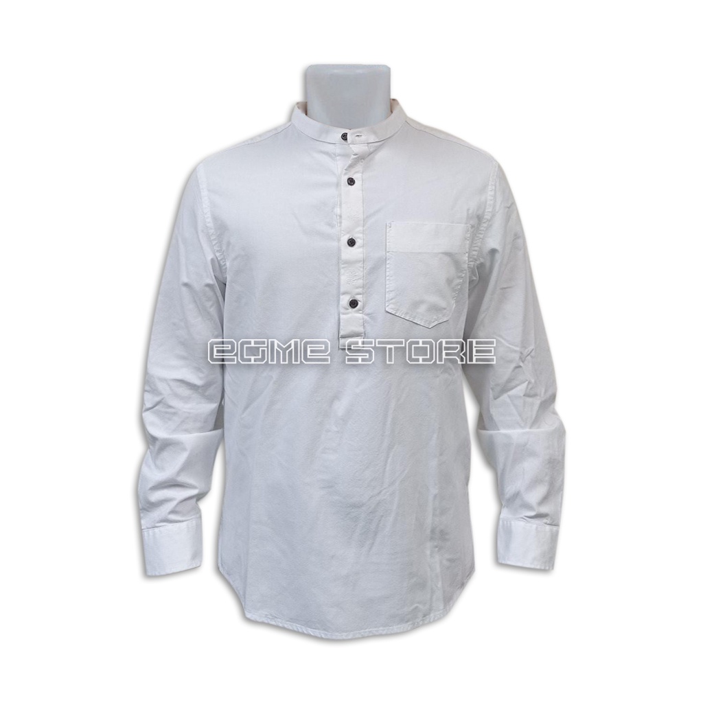 Kemeja Koko Mgee Lengan Panjang Putih Polos White Autus C055