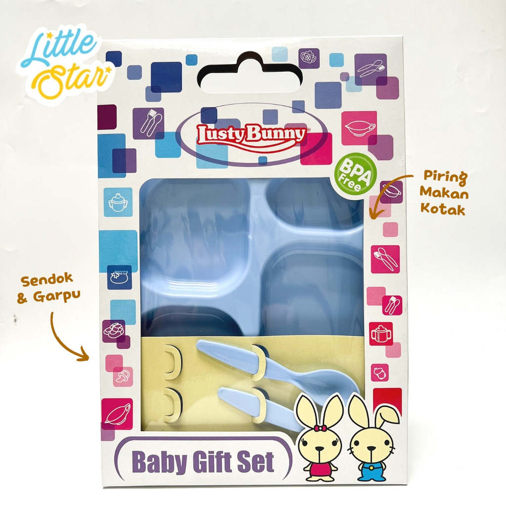 LB1383 Lusty Bunny 3in1 Feeding Baby Gift Set Peralatan Makan Bayi Aman BPA Free