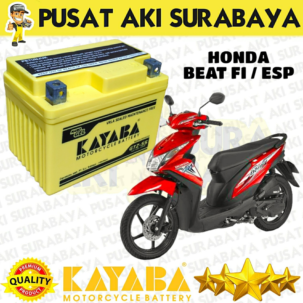 ASLI KAYABA JAPAN STANDARD ACCU KAYABA GTZ5S AKI KERING MOTOR HONDA BEAT FI BEAT ESP BEAT STREET CBS VARIO 110  FREEGO XEON MIO GT MIO J SOUL GT X RIDE REVO SUPRA 125 BLADE MATIC YTZ5S YTZ4S MTZ5S