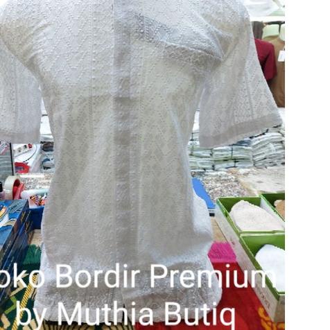 ☏ Baju Koko Putih Lengan Pendek, Bahan Katun Bordir by Muthia Butiq ( MB ). ♫