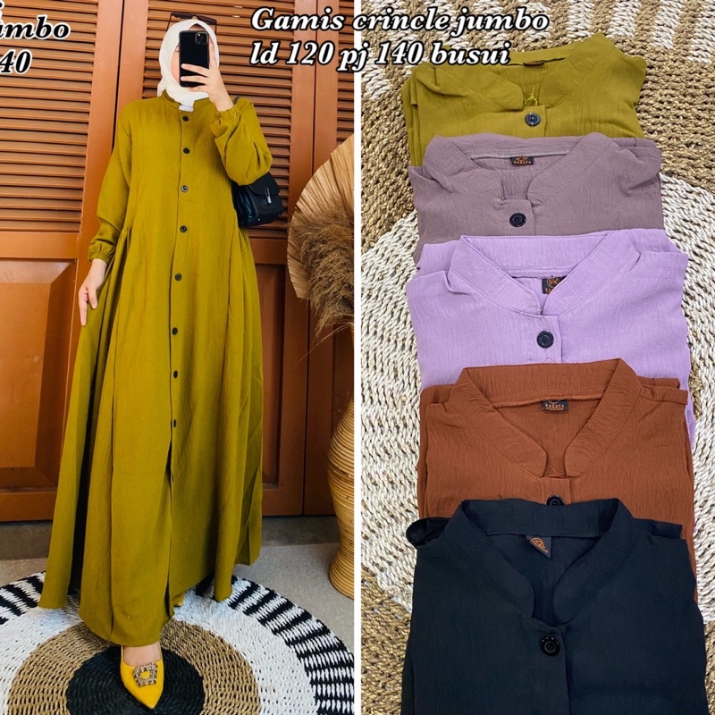 gamis crinkle busui / gamis crinkle jumbo / gamis polos jumbo / gamis / gamis polos