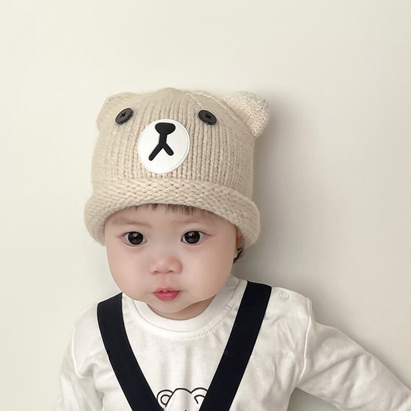 Kupluk anak rajut usia 0-2 tahun / kupluk premium lucu MOTIF FACE BEAR