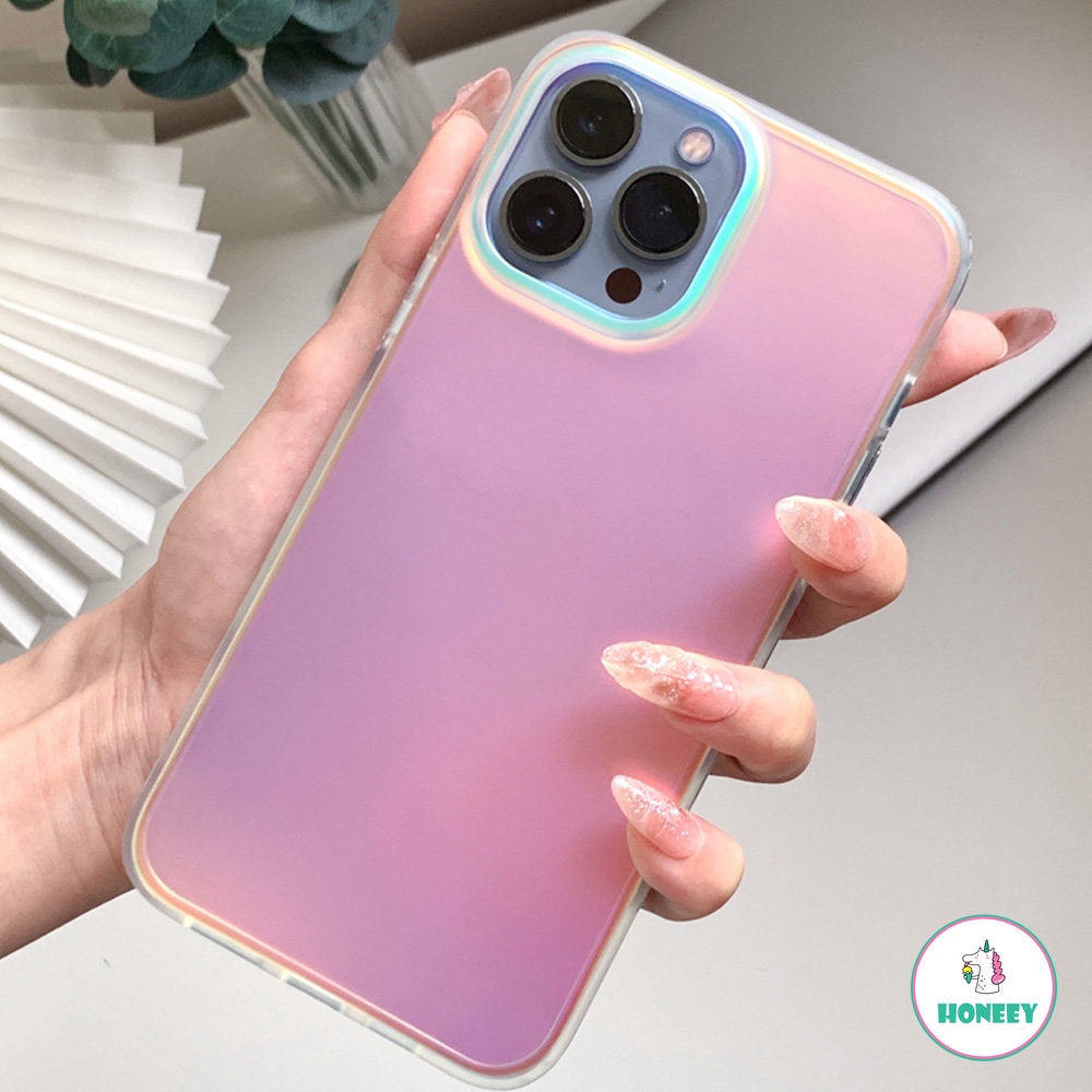 IPHONE Gradien Dazzle Aurora Laser Dazzle Phone Case Kompatibel Dengan Iphone14 13 12 11 Pro Max Frosted Clear Case Shockproof Lembut TPU Back Cover