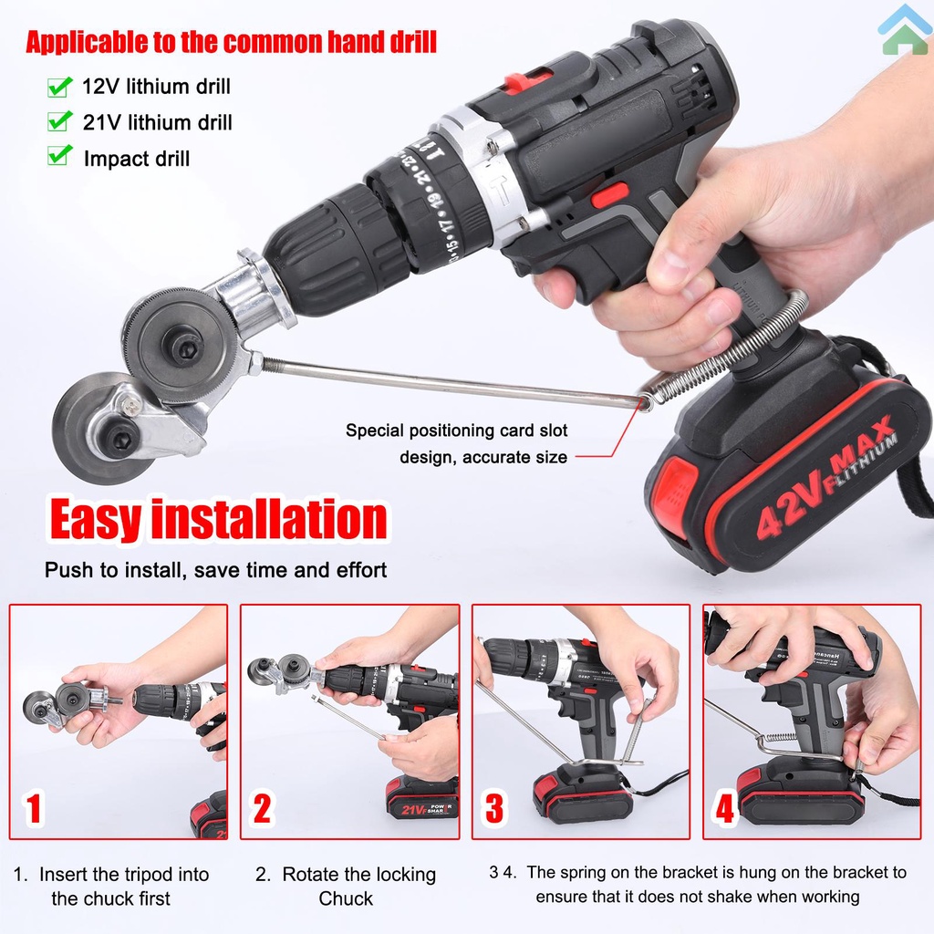 Bor Listrik Plat Besi Alat Bantu Pemotong 0.8mm Metal Besi Plat Timah Alat Pemotong Cepat Hemat Tenaga Kerja Electric Drill Cutter Aksesori Retrofit Shears