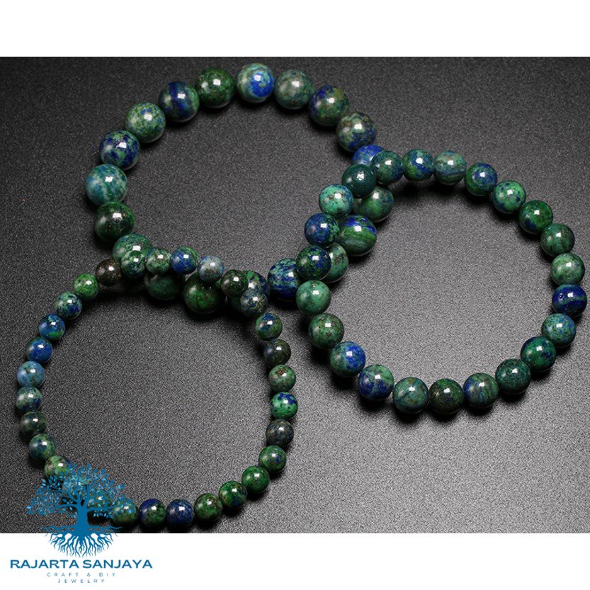 Gelang Natural Stone Phoenix Lapis Lazuli Chrysocolla Azurite Round Beads Bracelet