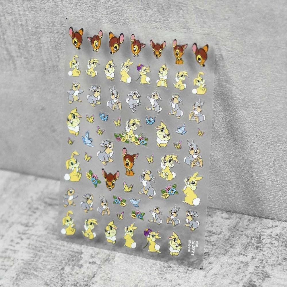 Needway Kartun Stiker Kuku Lucu Fashion Hewan Manikur Aksesoris Tulip Kelinci Nail Stickers